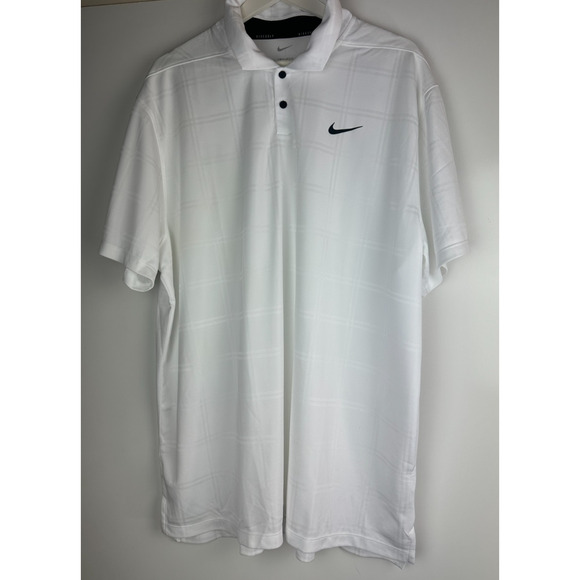 NWT Nike Men’s Dri-Fit Vapor Plaid Golf Polo White & Black DA2969-100 XXL 2XL - Picture 2 of 10